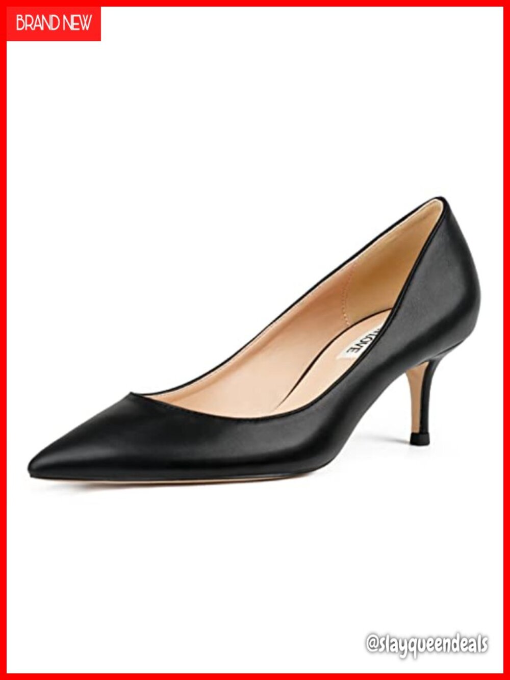 Kitten Heel Pointy Toe PU Pumps - Women's Slip-On Work Shoes